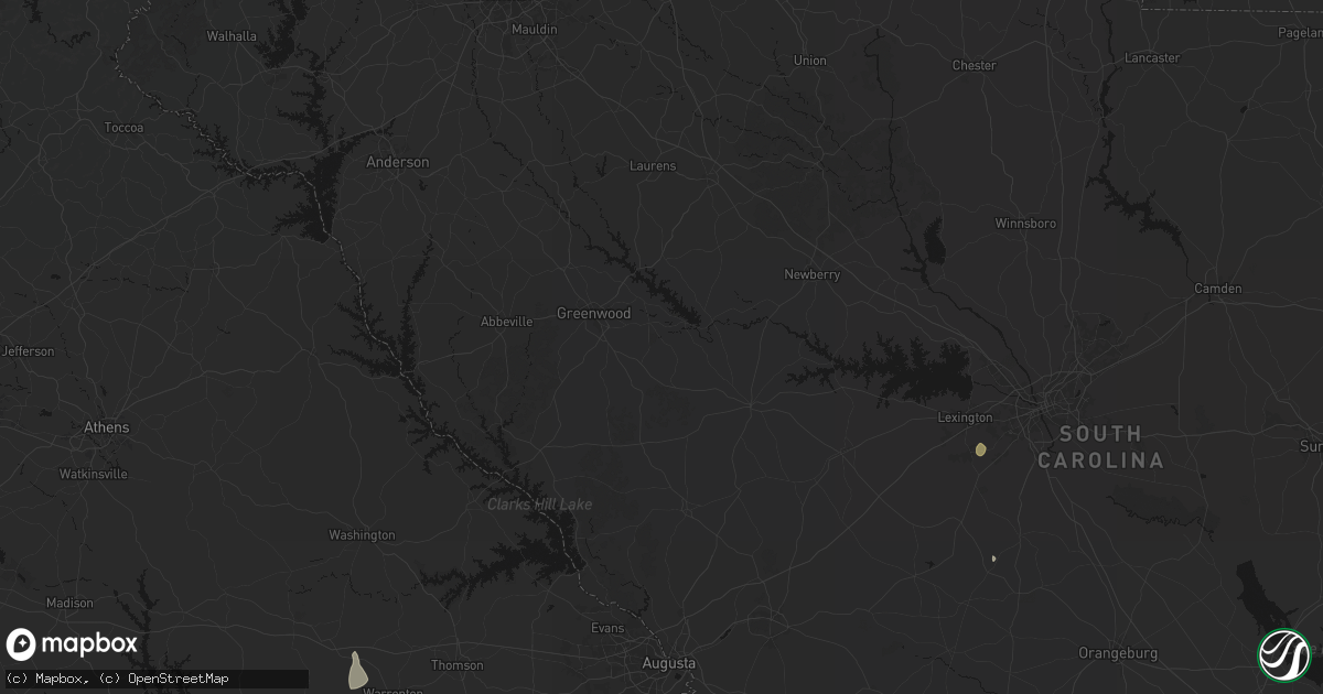 Hail map in Ninety Six, SC on August 6, 2026
