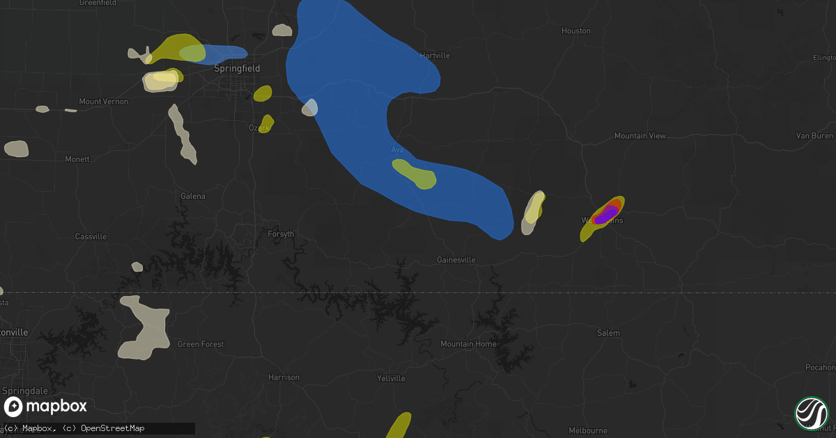 Hail map in Noble, MO on August 6, 2026