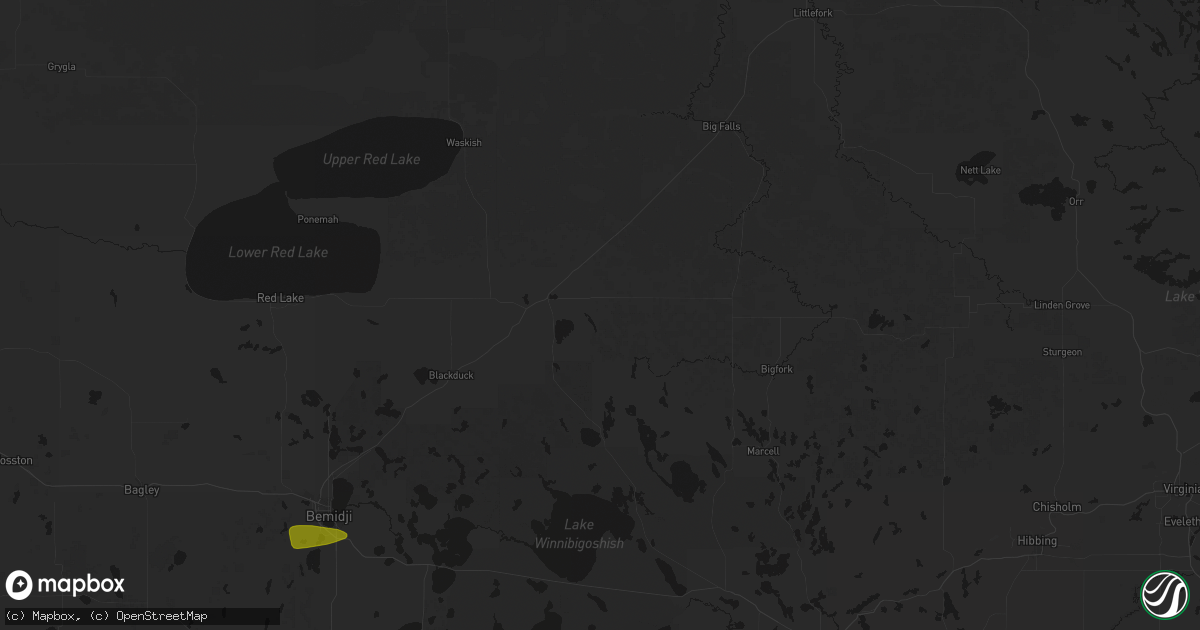 Hail map in Northome, MN on August 6, 2026