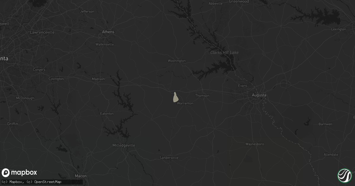 Hail map in Norwood, GA on August 6, 2026