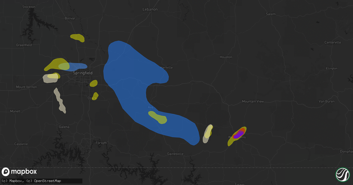 Hail map in Norwood, MO on August 6, 2026