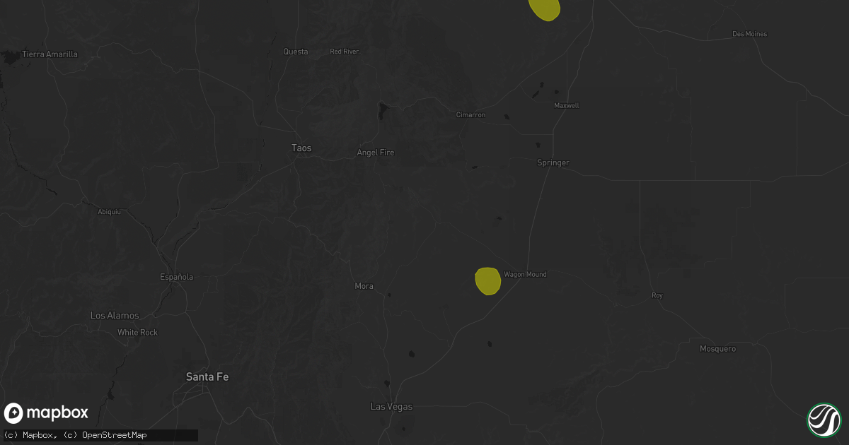 Hail map in Ocate, NM on August 6, 2026