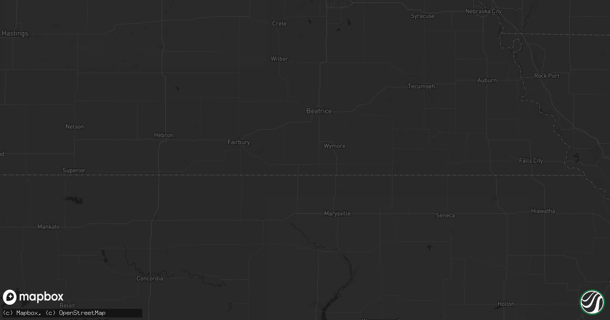 Hail map in Odell, NE on August 6, 2026