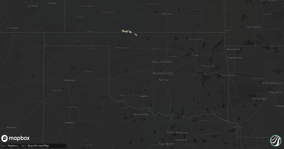 Hail map in Oklahoma on August 6, 2026