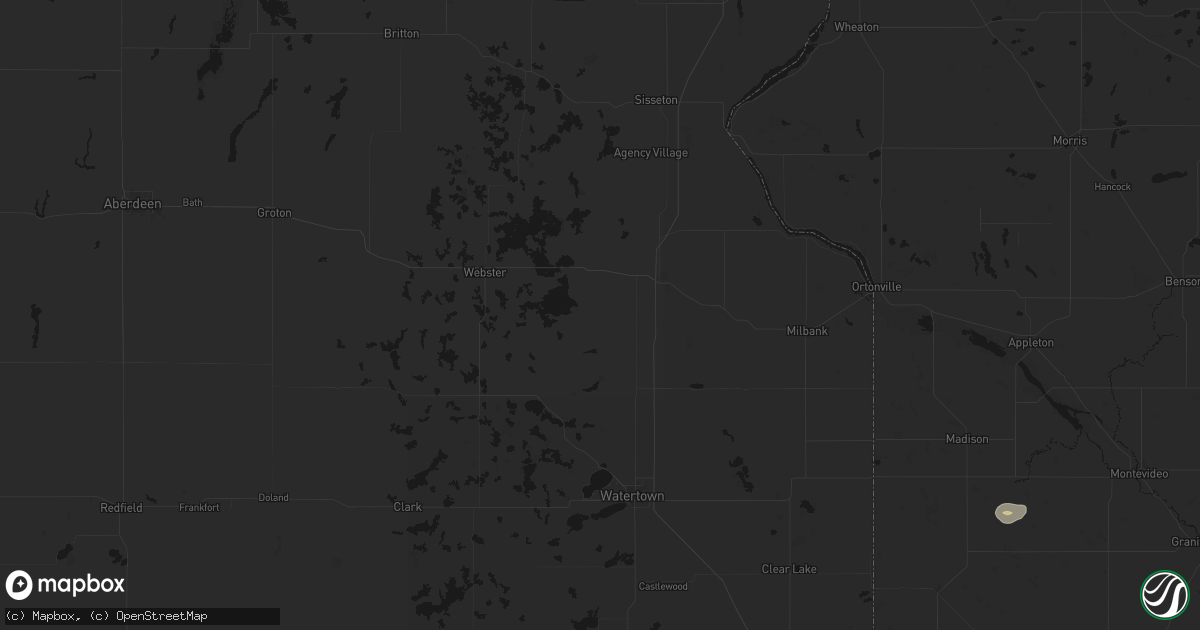Hail map in Ortley, SD on August 6, 2026