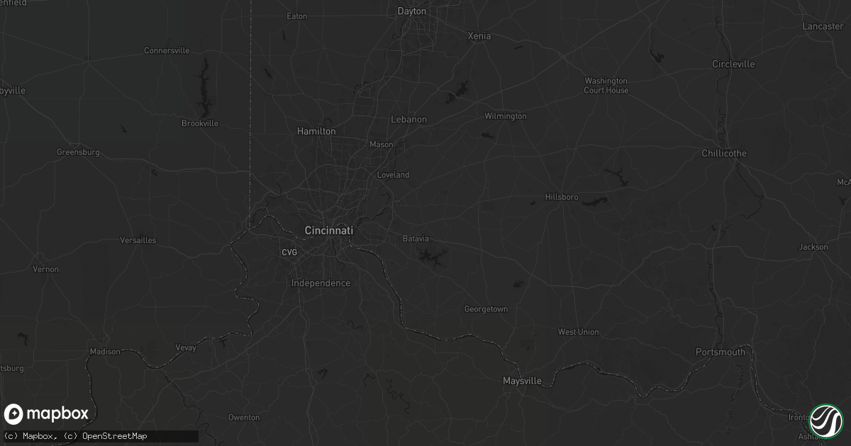 Hail map in Owensville, OH on August 6, 2026