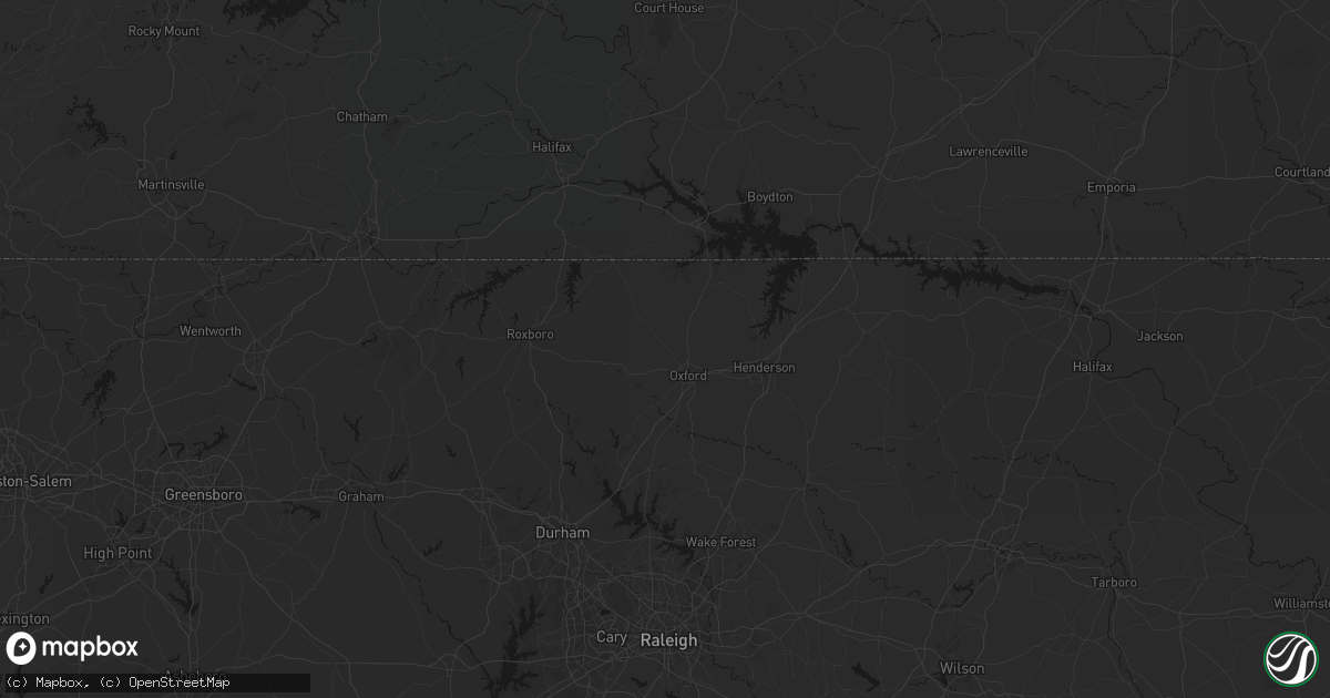 Hail map in Oxford, NC on August 6, 2026