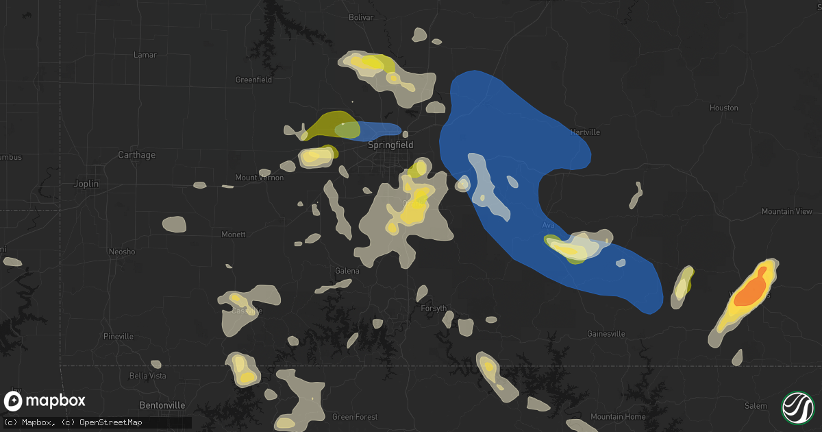 Hail map in Ozark, MO on August 6, 2026