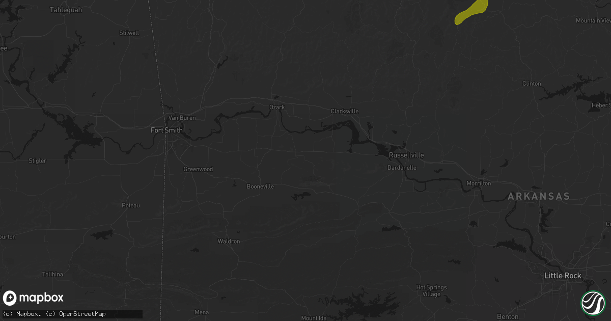 Hail map in Paris, AR on August 6, 2026