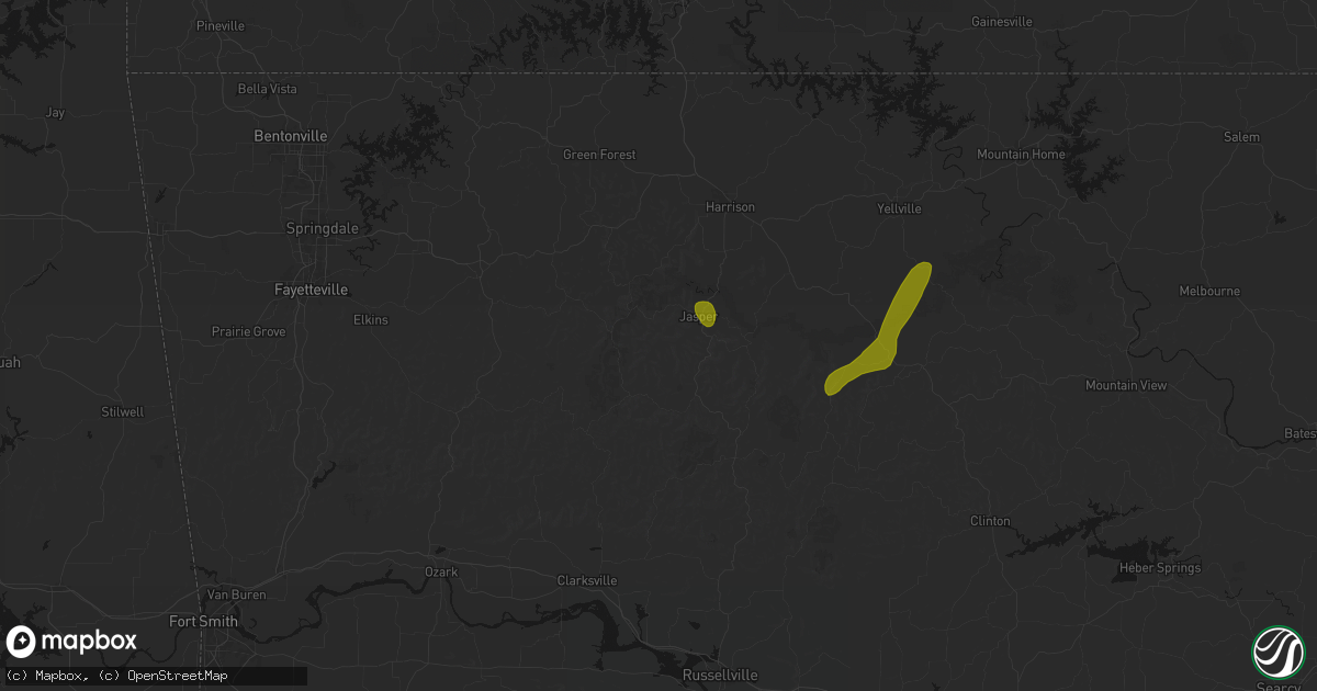 Hail map in Parthenon, AR on August 6, 2026