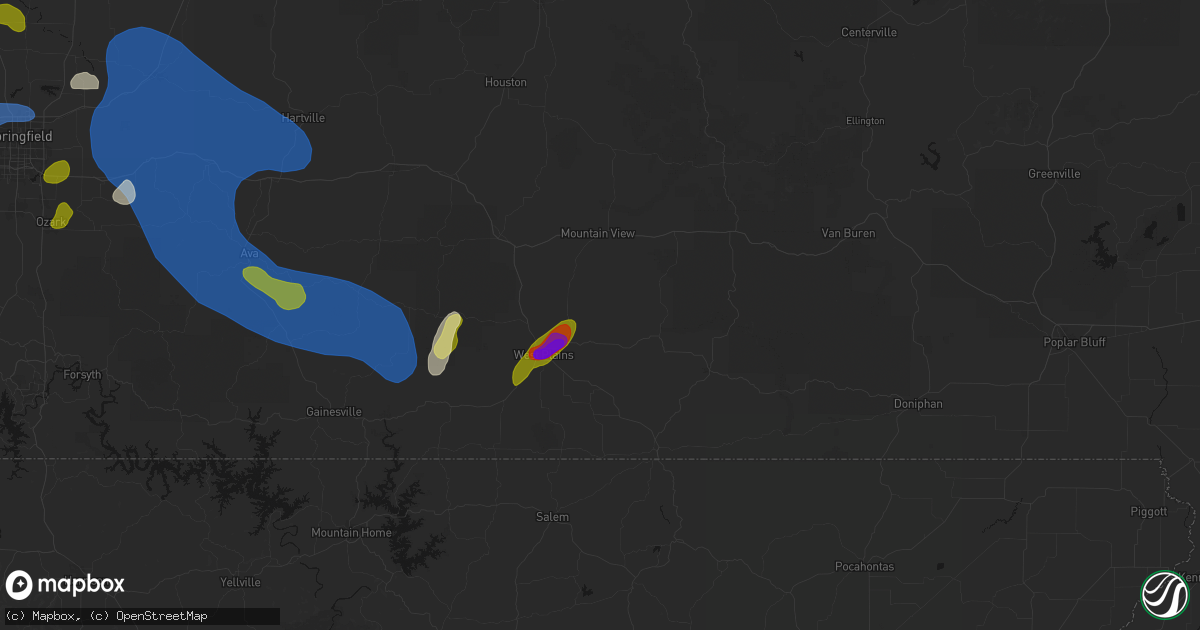 Hail map in Peace Valley, MO on August 6, 2026
