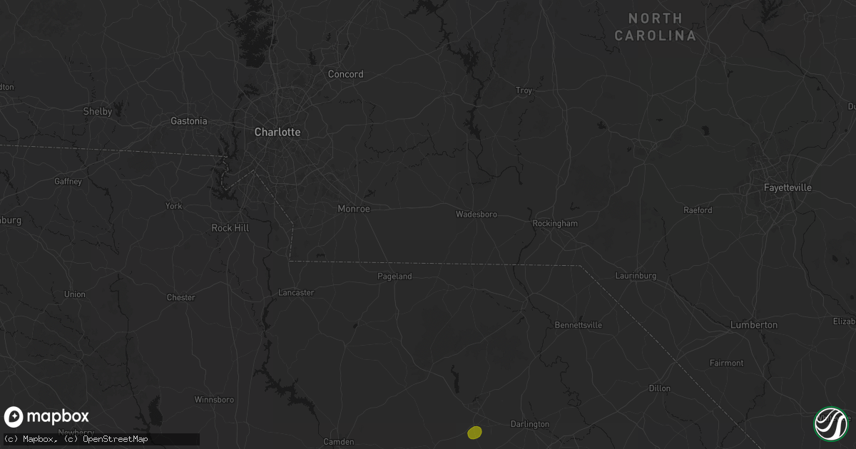 Hail map in Peachland, NC on August 6, 2026