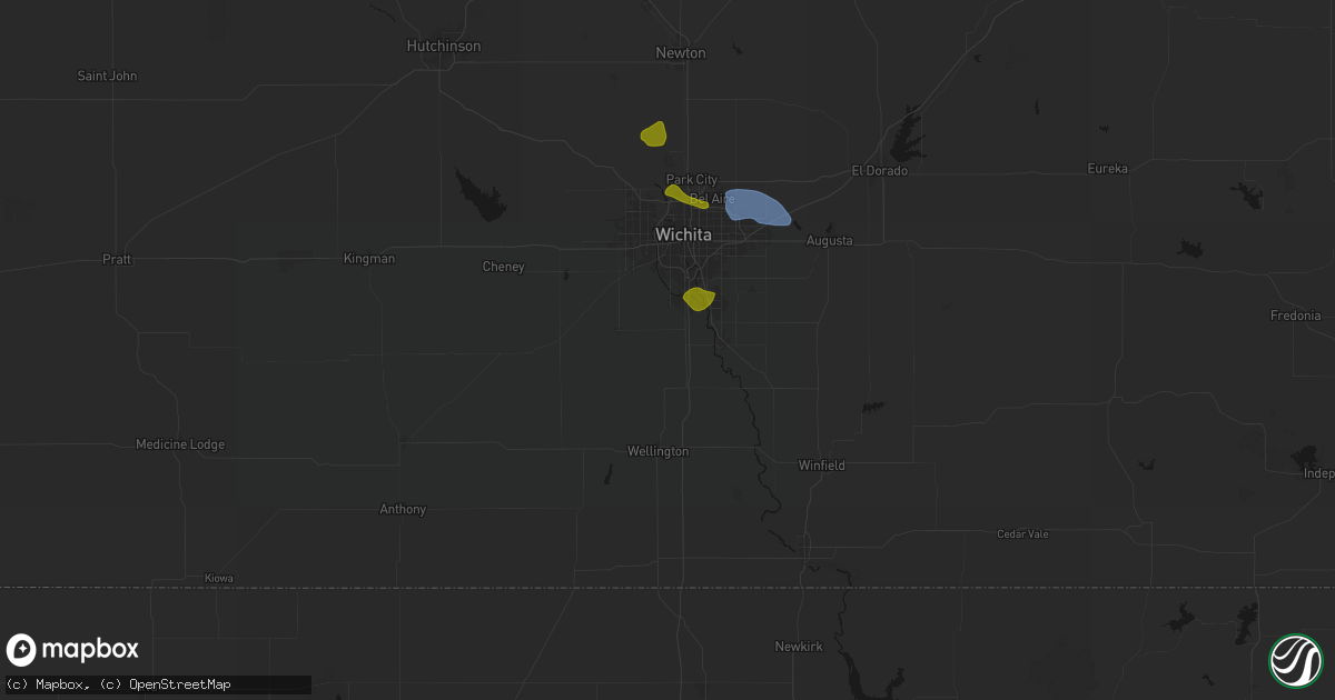 Hail map in Peck, KS on August 6, 2026