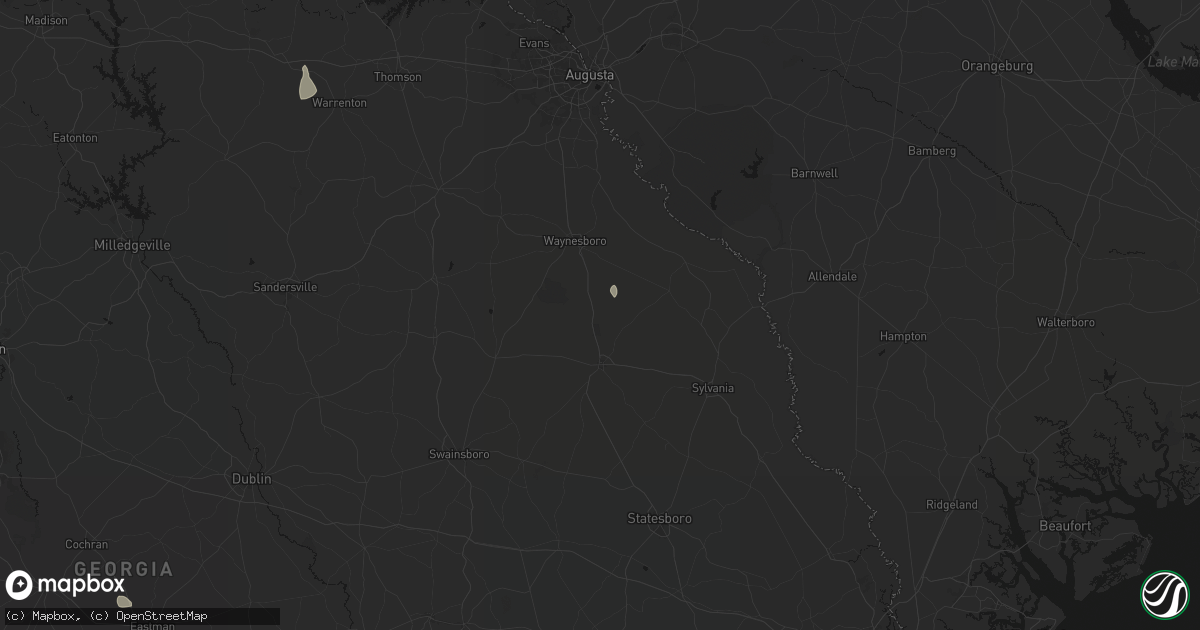 Hail map in Perkins, GA on August 6, 2026