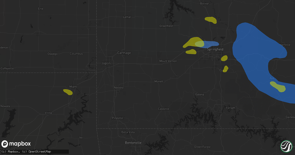 Hail map in Pierce City, MO on August 6, 2026