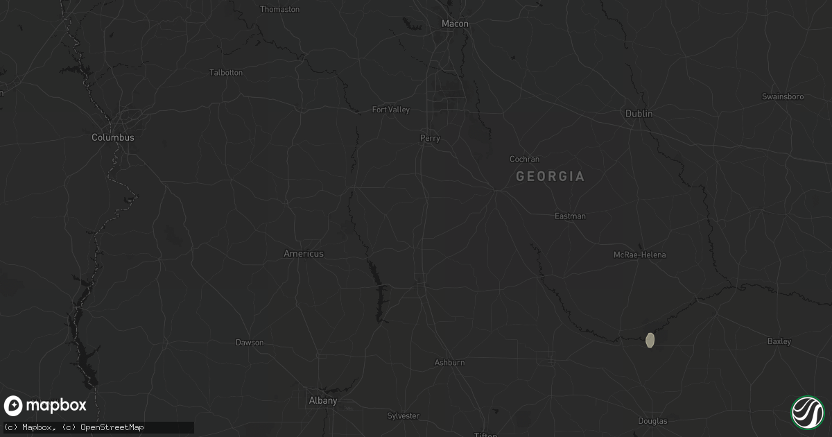 Hail map in Pinehurst, GA on August 6, 2026