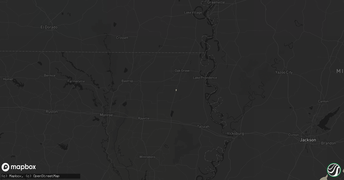 Hail map in Pioneer, LA on August 6, 2026