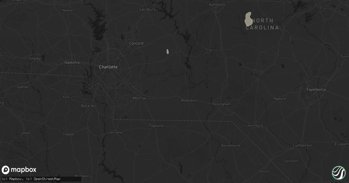 Hail map in Polkton, NC on August 6, 2026