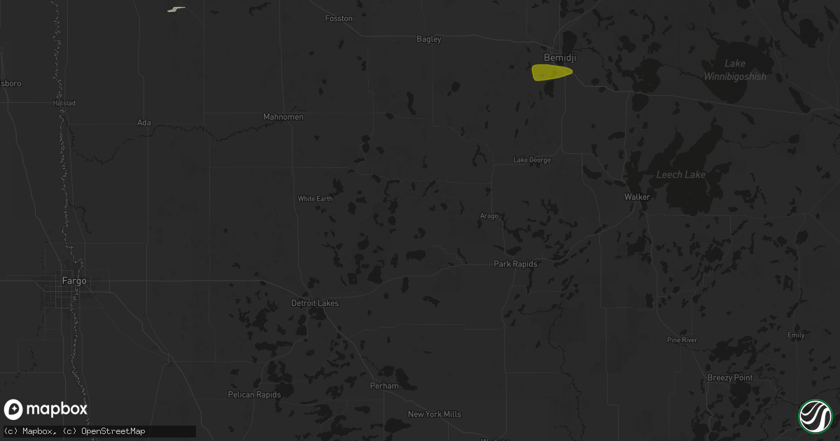 Hail map in Ponsford, MN on August 6, 2026