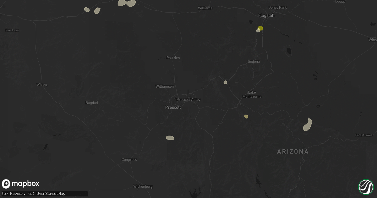 Hail map in Prescott Valley, AZ on August 6, 2026