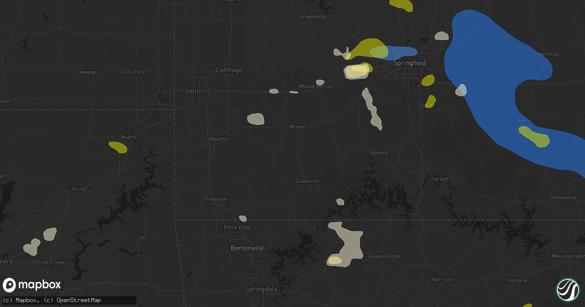 Hail map in Purdy, MO on August 6, 2026