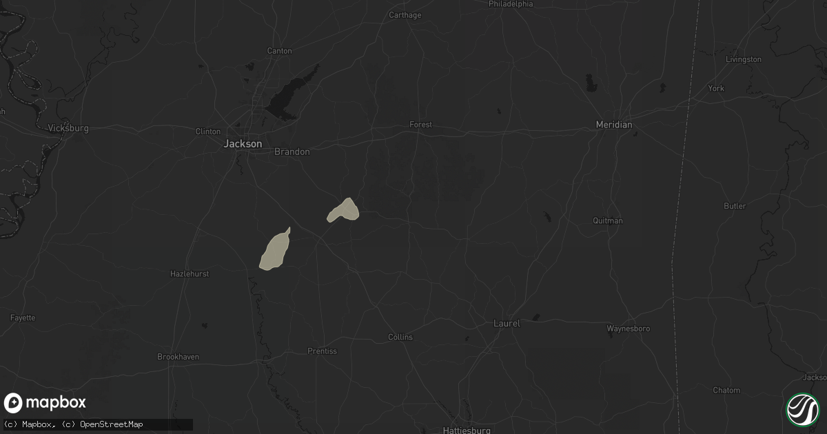 Hail map in Raleigh, MS on August 6, 2026