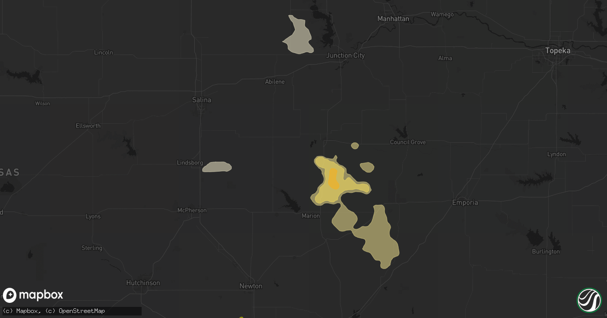 Hail map in Ramona, KS on August 6, 2026