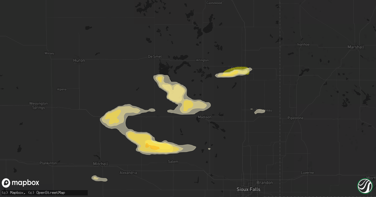 Hail map in Ramona, SD on August 6, 2026