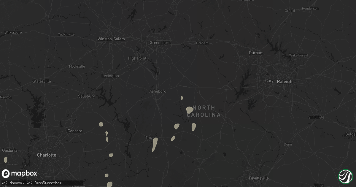 Hail map in Ramseur, NC on August 6, 2026