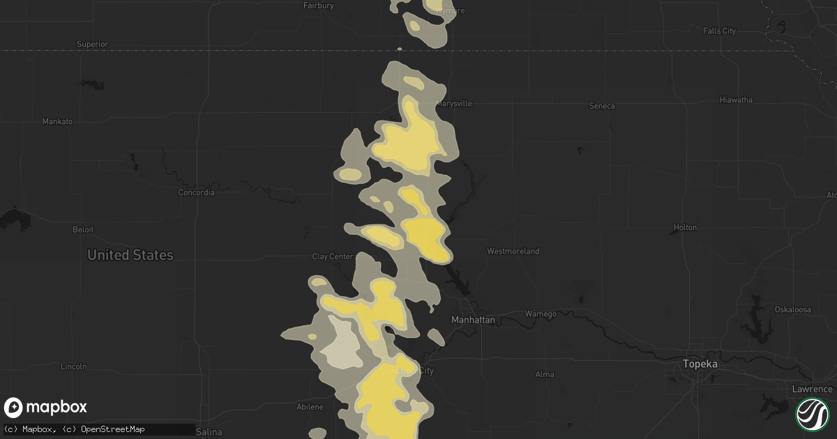 Hail map in Randolph, KS on August 6, 2026