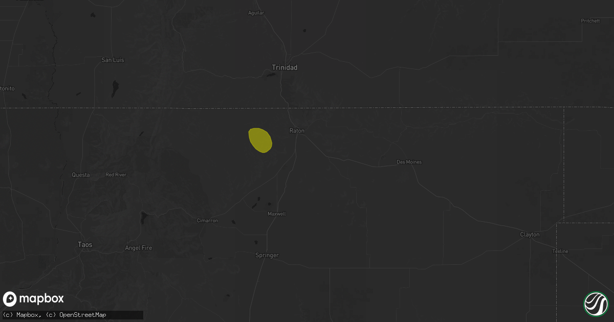 Hail map in Raton, NM on August 6, 2026