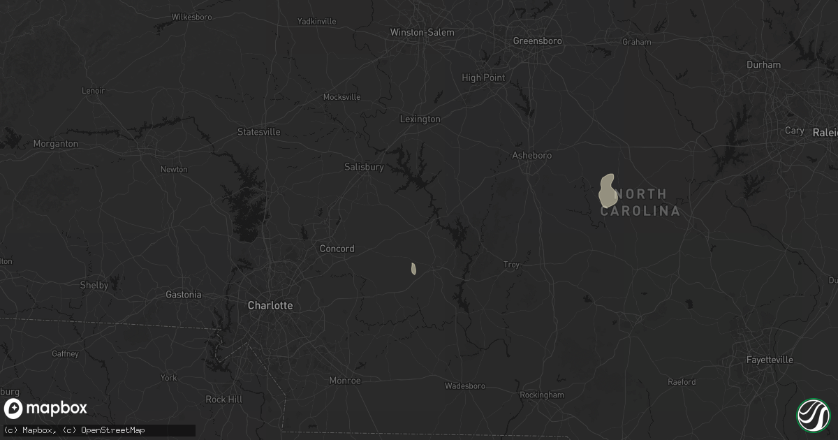 Hail map in Richfield, NC on August 6, 2026
