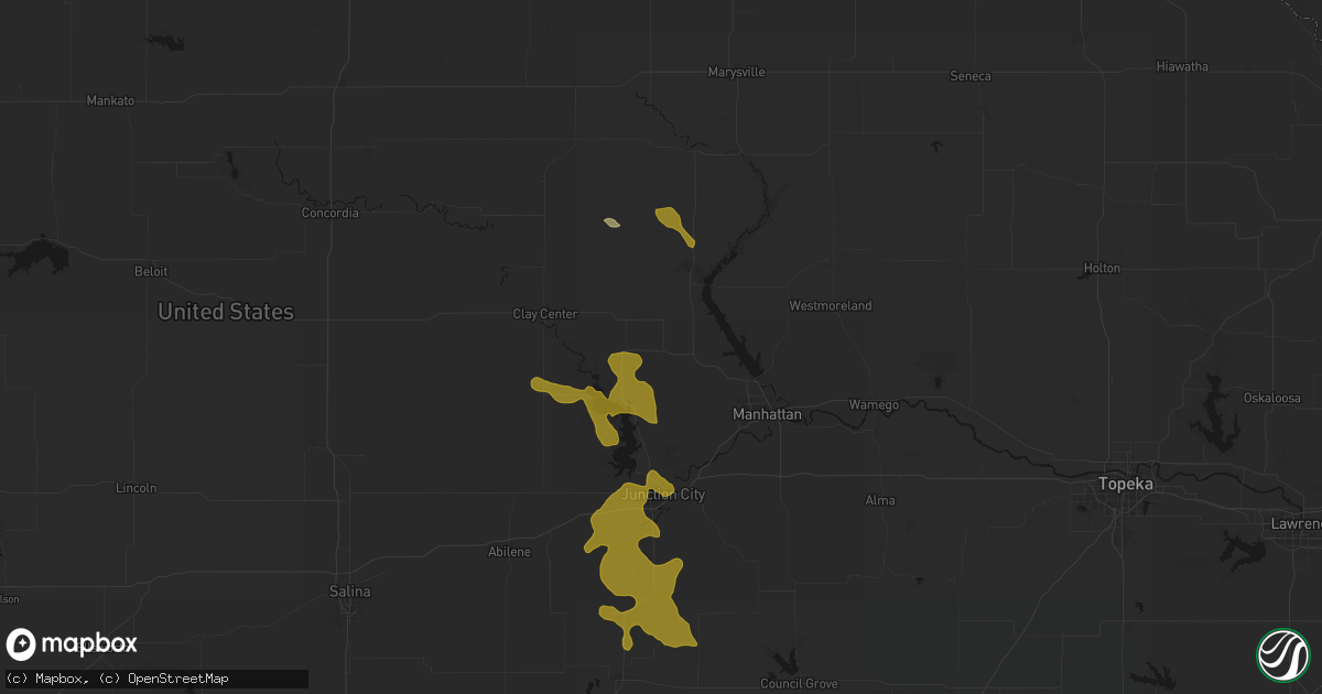 Hail map in Riley, KS on August 6, 2026