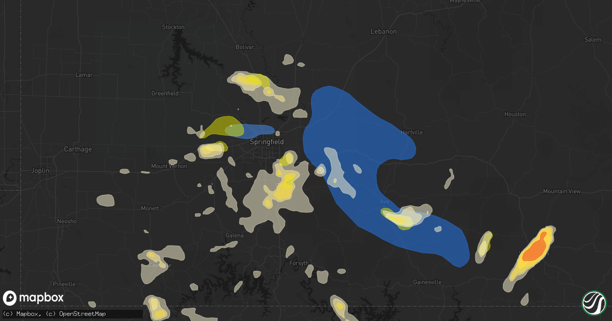 Hail map in Rogersville, MO on August 6, 2026