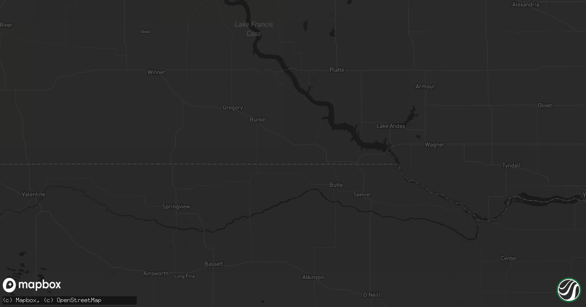Hail map in Saint Charles, SD on August 6, 2026