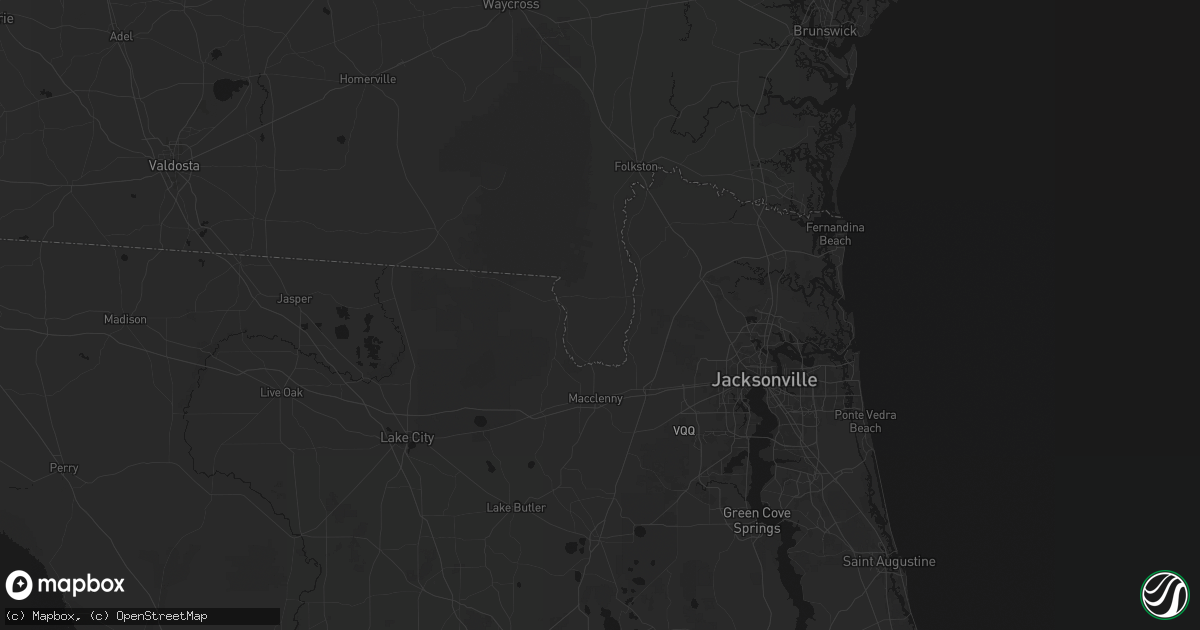Hail map in Saint George, GA on August 6, 2026