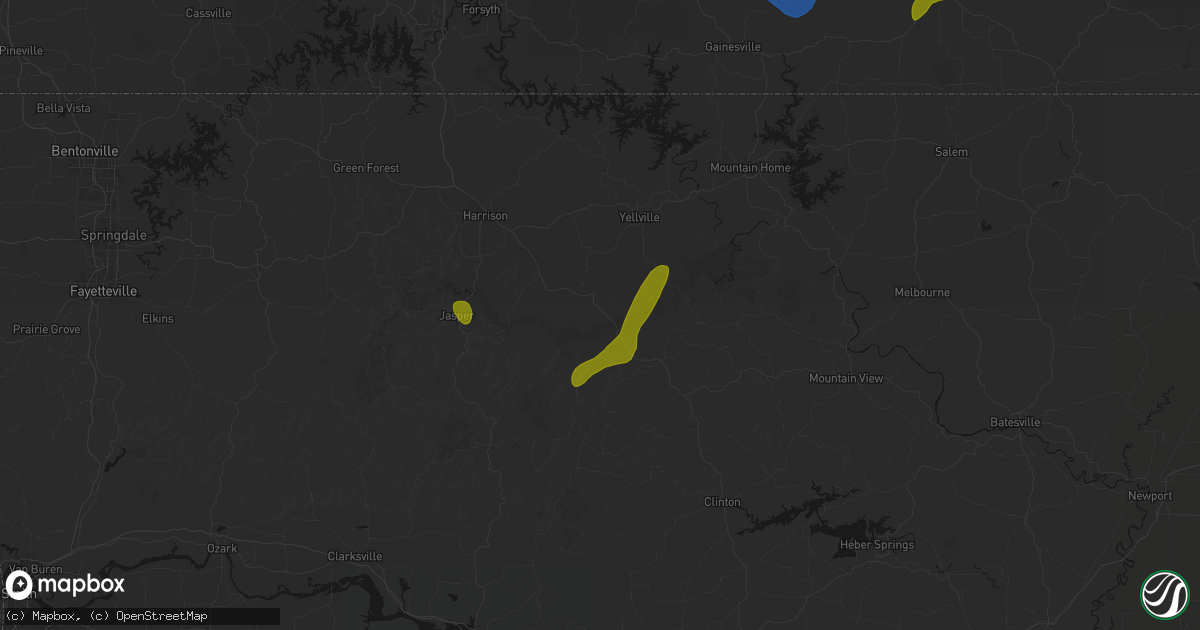 Hail map in Saint Joe, AR on August 6, 2026