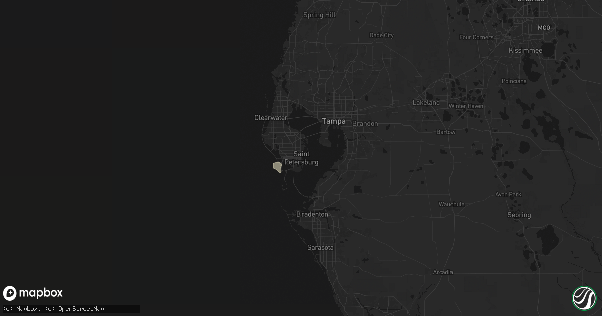Hail map in Saint Petersburg, FL on August 6, 2026