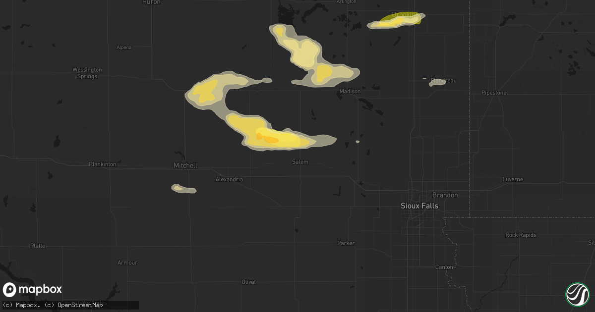 Hail map in Salem, SD on August 6, 2026