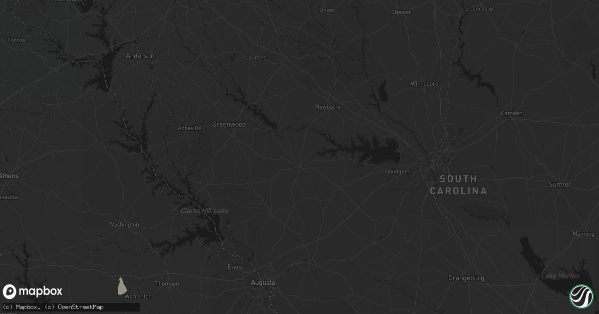 Hail map in Saluda, SC on August 6, 2026