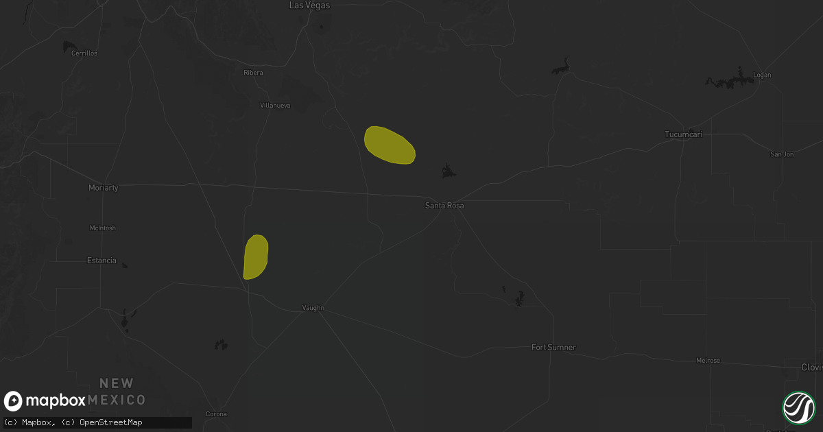Hail map in Santa Rosa, NM on August 6, 2026
