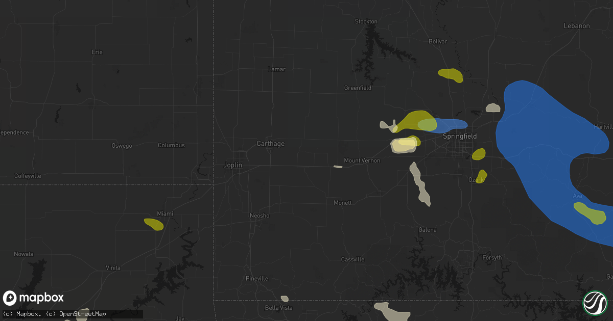 Hail map in Sarcoxie, MO on August 6, 2026