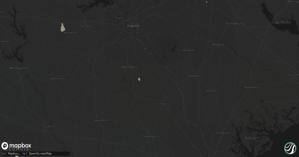 Hail map in Sardis, GA on August 6, 2026
