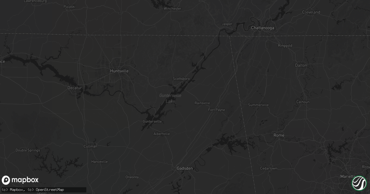 Hail map in Section, AL on August 6, 2026