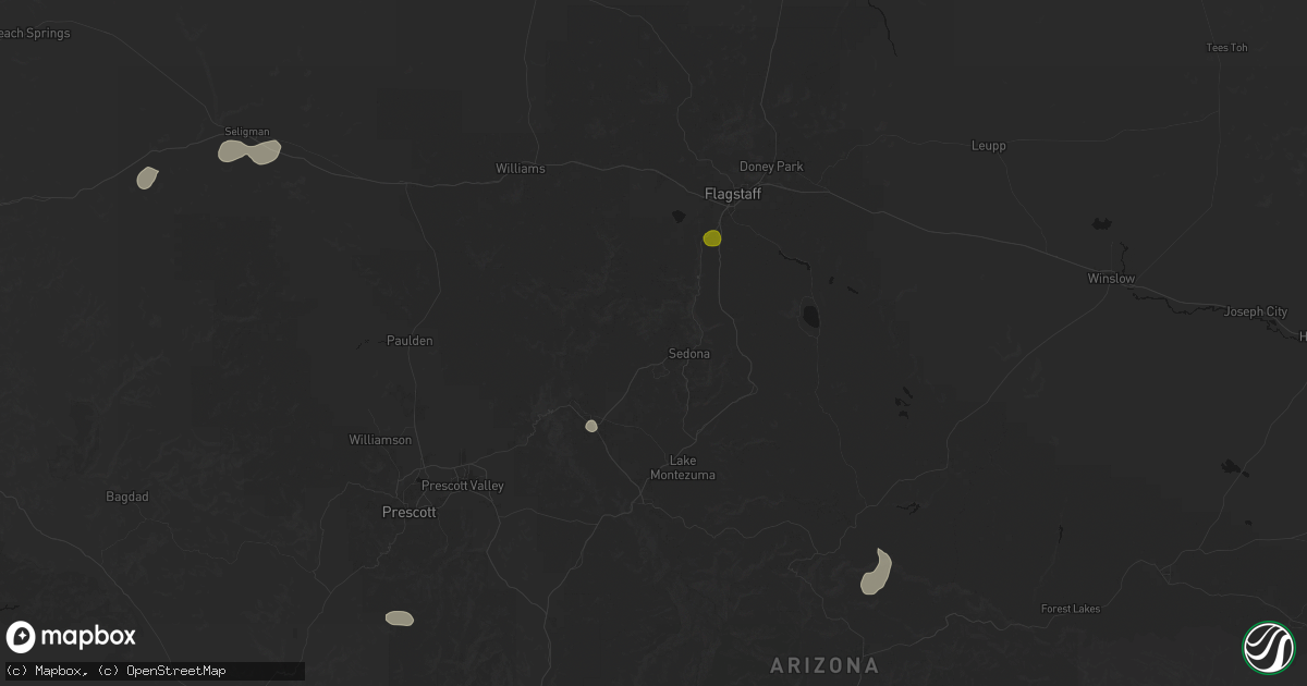 Hail map in Sedona, AZ on August 6, 2026
