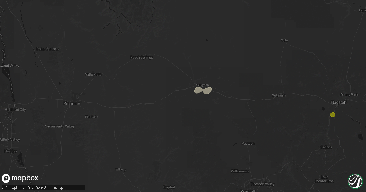 Hail map in Seligman, AZ on August 6, 2026