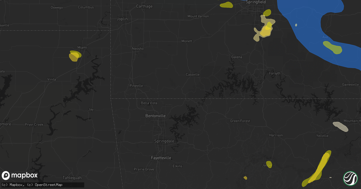 Hail map in Seligman, MO on August 6, 2026