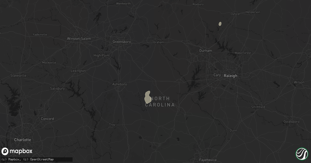 Hail map in Siler City, NC on August 6, 2026