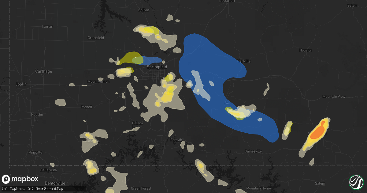 Hail map in Sparta, MO on August 6, 2026