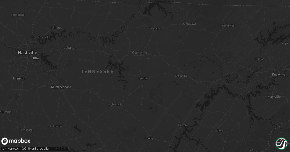 Hail map in Sparta, TN on August 6, 2026